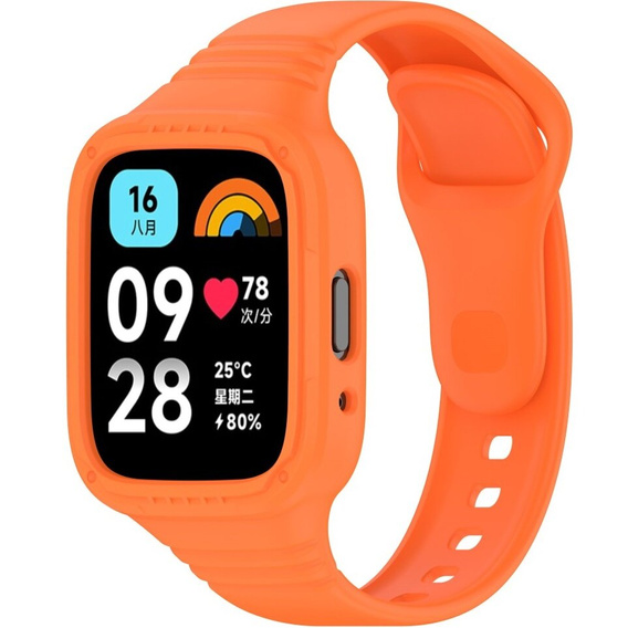 Pasek Silikonowy z Etui do Xiaomi Redmi Watch 3 Active, Pomarańczowy