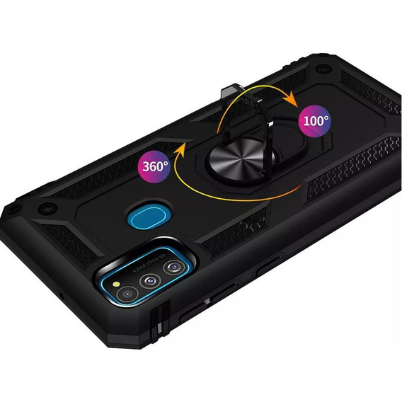 Etui pancerne do Samsung Galaxy M21, Nox Case Ring, czarne