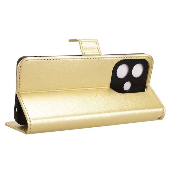 Etui z klapką do Oppo A40 / Oppo A40m, Crazy Horse Wallet, złote
