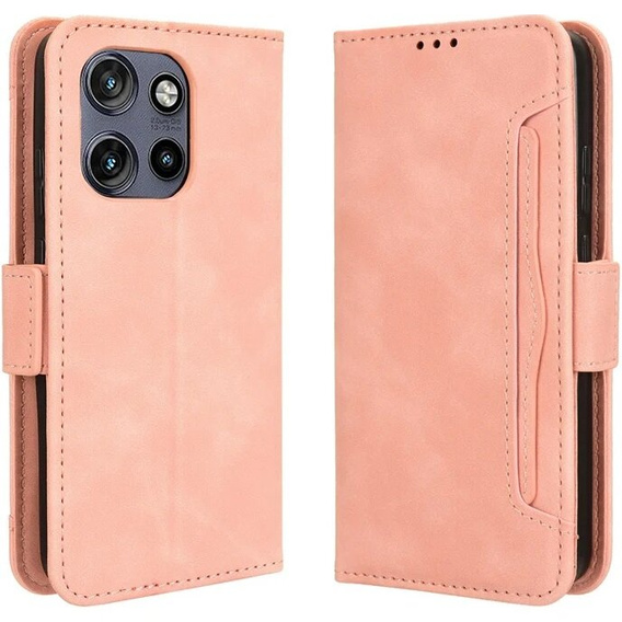 Etui z klapką do Motorola Edge 50 Neo / Motorola ThinkPhone 25, Card Slot, różowe