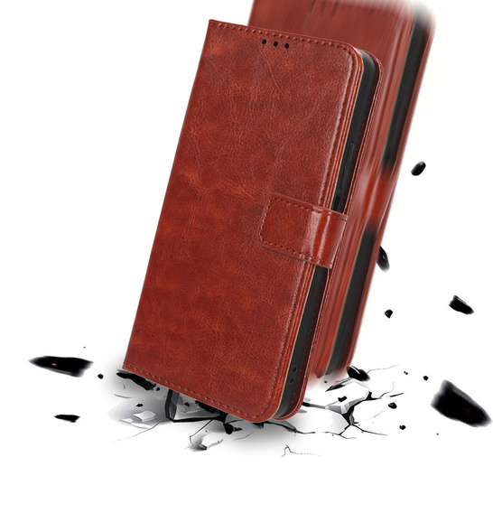 Etui z klapką Crazy Horse Wallet do Motorola Edge 60 Pro – eleganckie i ochronne, brązowe
