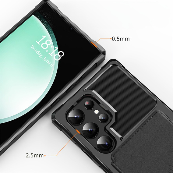 Etui do Samsung Galaxy S25 Ultra z kieszenią na karty – czarne