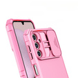 Etui pancerne do Samsung Galaxy A14 4G/5G, Camshield z podstawką, Różowe