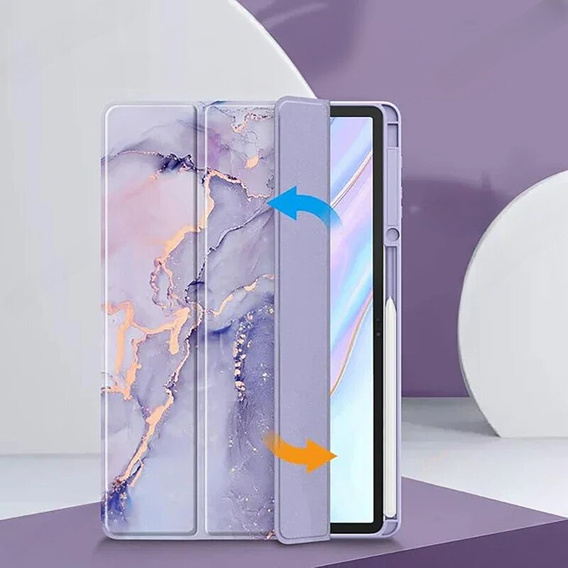 Etui do iPad Air 11" 2025/2024 (7/6 gen.), Smartcase Hybrid, z miejscem na rysik, Marble fioletowe