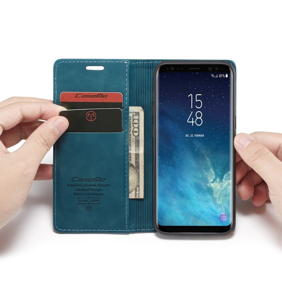 Etui CASEME do Samsung Galaxy S8, Leather Wallet Case, niebieskie
