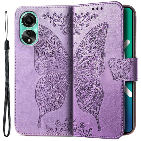 Etui z klapką do Oppo A38 4G / Oppo A18 4G, Butterfly, fioletowe