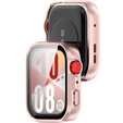 2w1 Etui z twardą ramką i szkłem hartowanym do Huawei Watch Fit 4 - matowe różowe