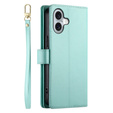 Etui z klapką do iPhone 16 Plus, Wallet Zipper Pocket, zielone