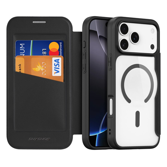 Etui Dux Ducis do iPhone 17 Pro, Skin X Pro,  z klapką, do MagSafe, czarne