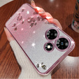 Etui do Infinix Hot 30, Glitter Flower, różowe rose gold