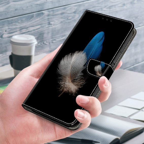 Etui z klapką do Xiaomi Redmi Note 12 4G, Wallet, Feathers czarne