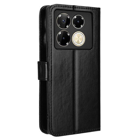 Etui z klapką do Infinix Note 40 Pro Plus, Crazy Horse Wallet, czarne