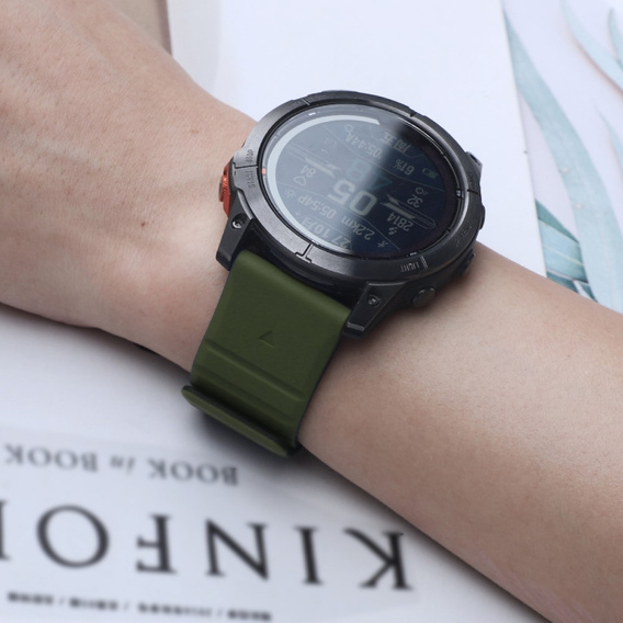 Pasek Silikonowy QuickFit do Garmin Fenix 26mm, Zielony / Czarny