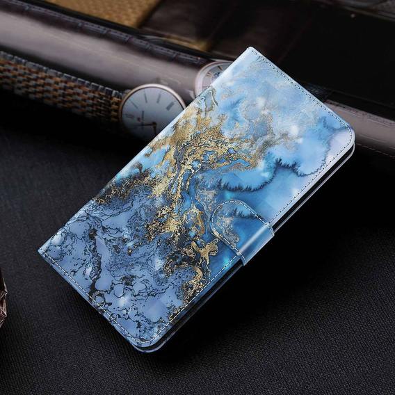 Etui z klapką do Oppo A17, Wallet, Marble niebieskie