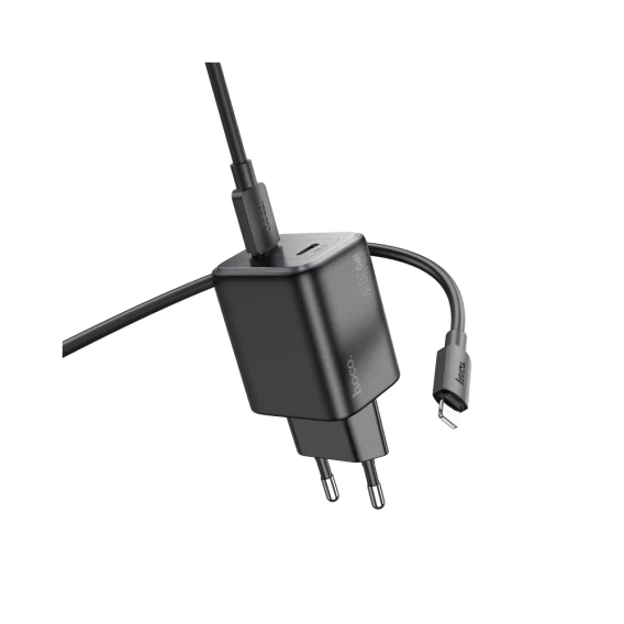 HOCO N42 GaN 45W – ładowarka sieciowa 2x USB-C + kabel USB-C do Lightning, czarna