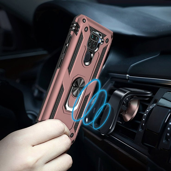 Etui pancerne do Xiaomi Redmi Note 9, Nox Case Ring, różowe rose gold