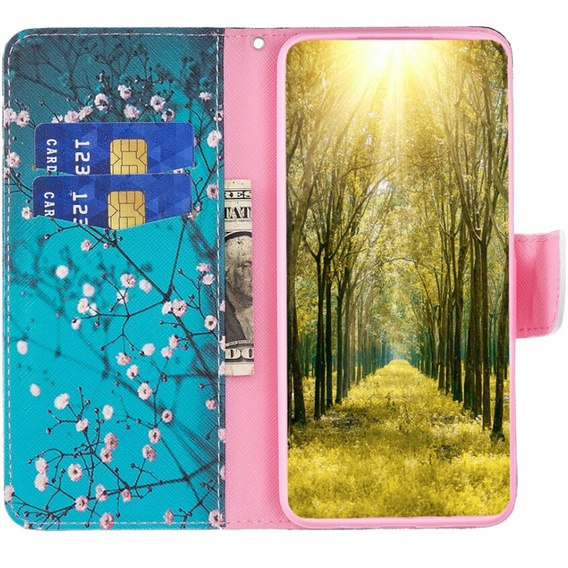 Etui z klapką do Samsung Galaxy A55 5G, Wallet, Sakura niebieskie
