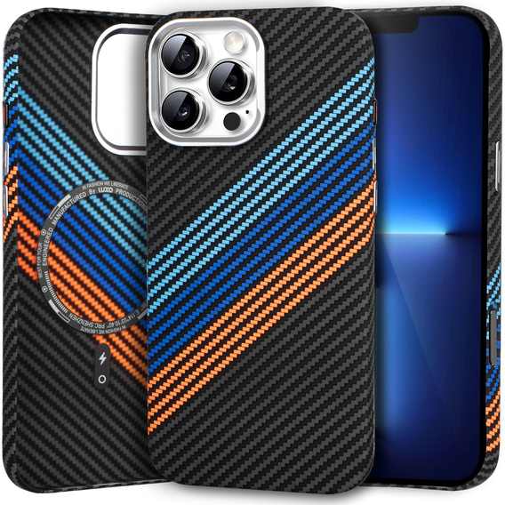 Etui do iPhone 13 Pro, Carbon Fiber MagSafe, granatowe