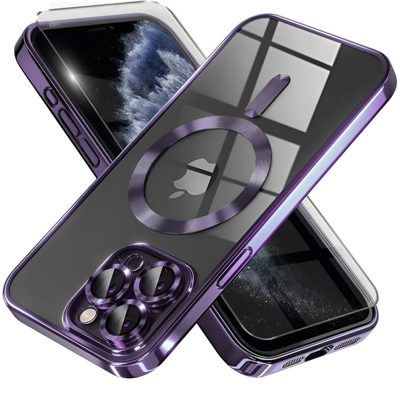 Etui do iPhone 11 Pro, Electro MagSafe, fioletowe + Szkło na ekran