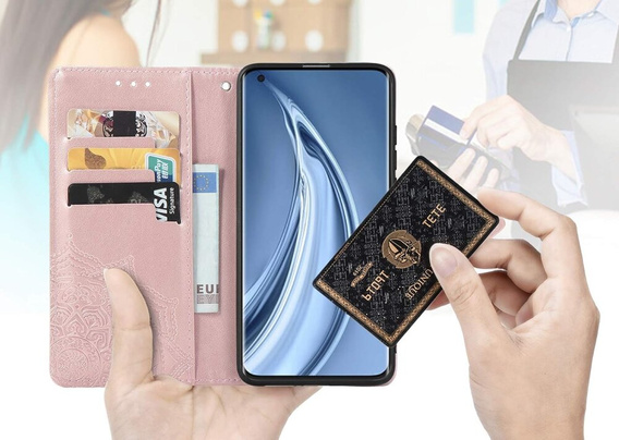 Etui z klapką do Oppo Reno 12, Mandala, różowe