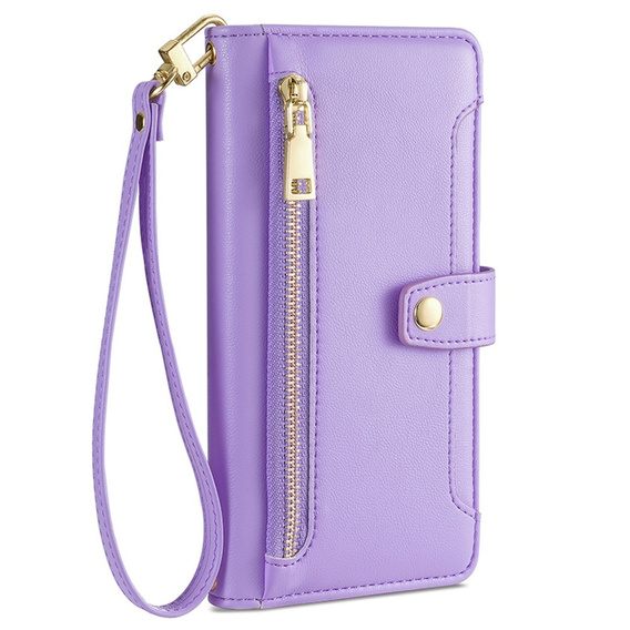 Etui z klapką do Oppo A38 / A18 4G, Wallet Zipper Pocket, fioletowe