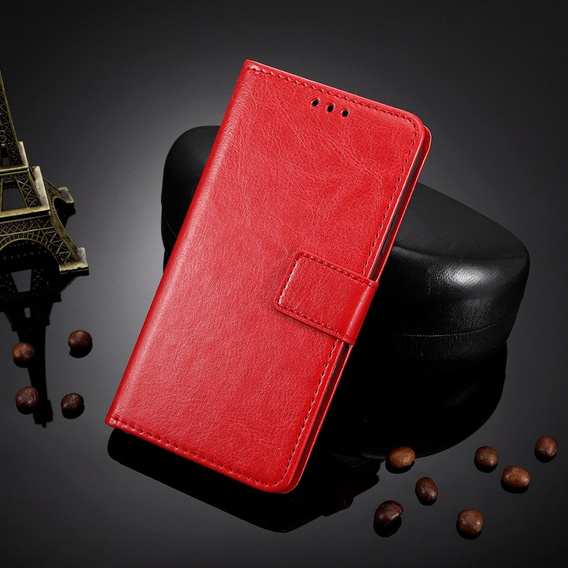 Etui z klapką Crazy Horse Wallet do Motorola Edge 60 Pro – eleganckie i ochronne, czerwone