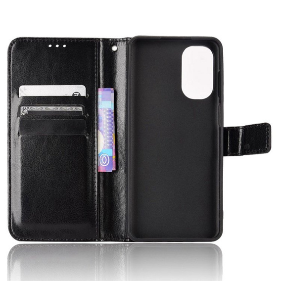 Etui z klapką do Motorola Moto G62 5G, Crazy Horse Wallet, czarne