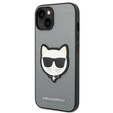 Etui Karl Lagerfeld do iPhone 14, Saffiano Choupette Head Patch, srebrne