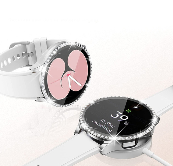 2w1 Etui + Szkło Hartowane do Samsung Galaxy Watch 6 40mm, Srebrne
