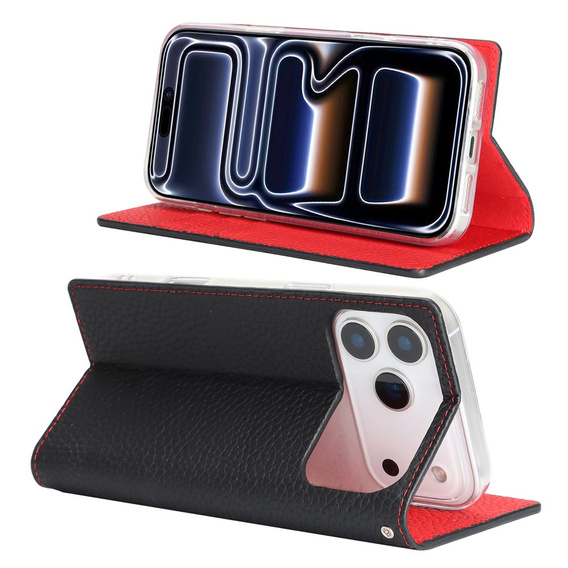 Etui z klapką Litchi Skin Grain do iPhone 17 Pro