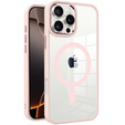 Etui do iPhone 16 Pro Max, do MagSafe, ERBORD Matt Case, przezroczyste / różowe + Szkło na ekran
