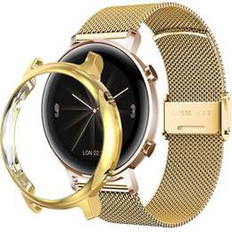 Bransoleta + Etui z osłoną na ekran do Huawei Watch GT 4 41mm, Złota
