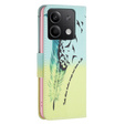 Etui z klapką do Xiaomi Redmi Note 13 5G, Wallet, Feather niebieskie / żółte