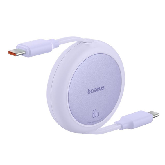 Baseus Free2Pull Mini – zwijany kabel USB‑C 60W, 1m - fioletowy