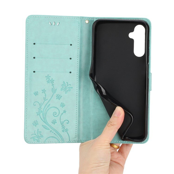 Etui z klapką do Samsung Galaxy A55 5G, Butterfly, jasno niebieskie