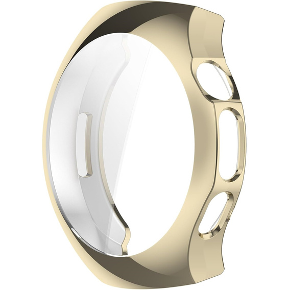 2w1 Etui silikonowe z osłoną ekranu do Huawei Watch 5 42mm – lekka ochrona wyświetlacza i boków - złote