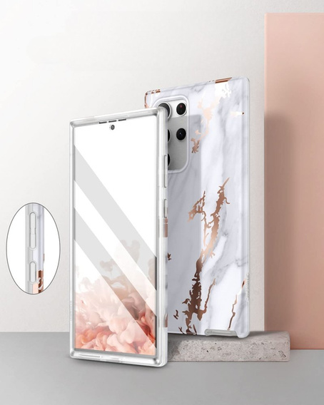 Etui do Samsung Galaxy S22 Ultra, Suritch Full Body Marble, białe
