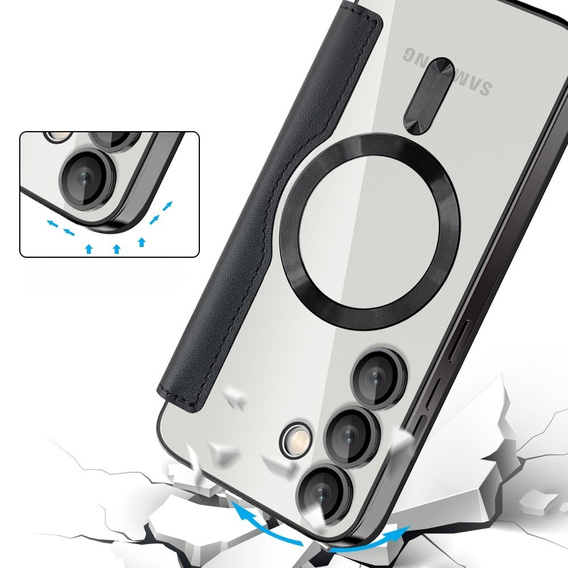 Etui z klapką do Samsung Galaxy S24 FE, RFID Wallet MagSafe z ochroną aparatu, czarne