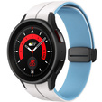 Pasek Silikonowy do Samsung Galaxy Watch 4/5/6 40/42/43/44/45/46/47mm, Biały / Niebieski