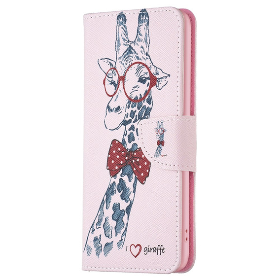 Etui z klapką do Oppo A38 4G / Oppo A18 4G, Wallet, Giraffe różowe