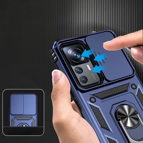 Etui pancerne do Xiaomi 12T 5G / 12T Pro 5G, CamShield Slide, granatowe