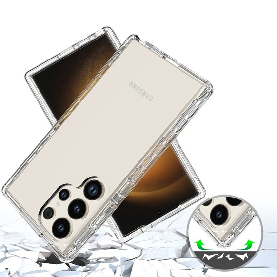 Etui do Samsung Galaxy S24 Ultra, Shockproof, z folią, przezroczyste