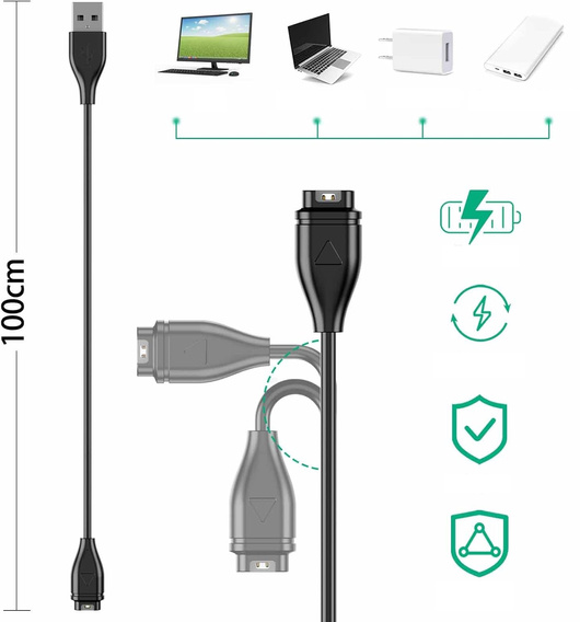 Kabel USB/ładowarka do smartwachy Garmin, czarny
