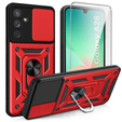 Etui pancerne do Samsung Galaxy A26, CamShield Slide, czerwone + Szkło Hartowane 9H