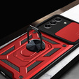 Etui pancerne do Samsung Galaxy S21 FE, CamShield Slide, czerwone