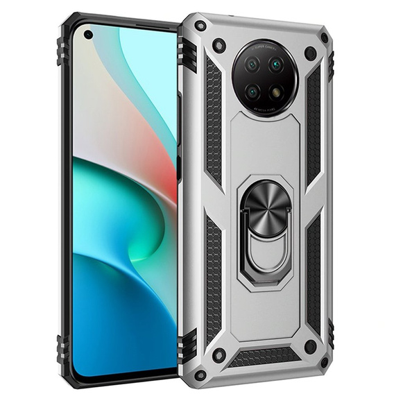 Etui pancerne do Xiaomi Redmi Note 9T 5G, Nox Case Ring, srebrne