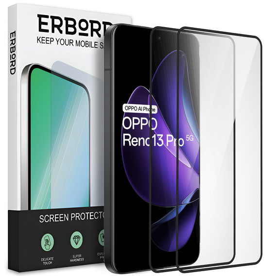 2x Szkło Hartowane ERBORD 3D do Oppo Reno 13 Pro – ochrona całego ekranu