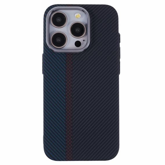 Etui do iPhone 13 Pro, Carbon Fiber MagSafe, czarne / niebieskie