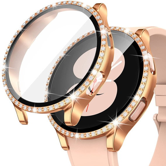 2w1 Etui + Szkło Hartowane do Samsung Galaxy Watch 6 40mm, Różowe Złoto