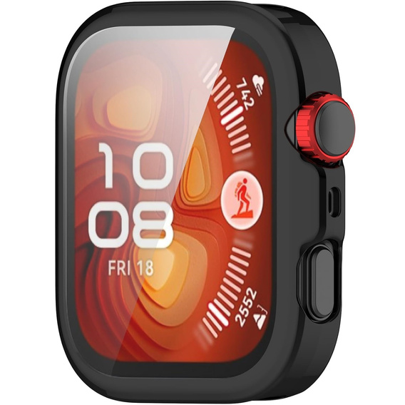 2w1 Etui silikonowe z osłoną ekranu do Huawei Watch Fit 4 – lekka ochrona wyświetlacza i boków - czarne